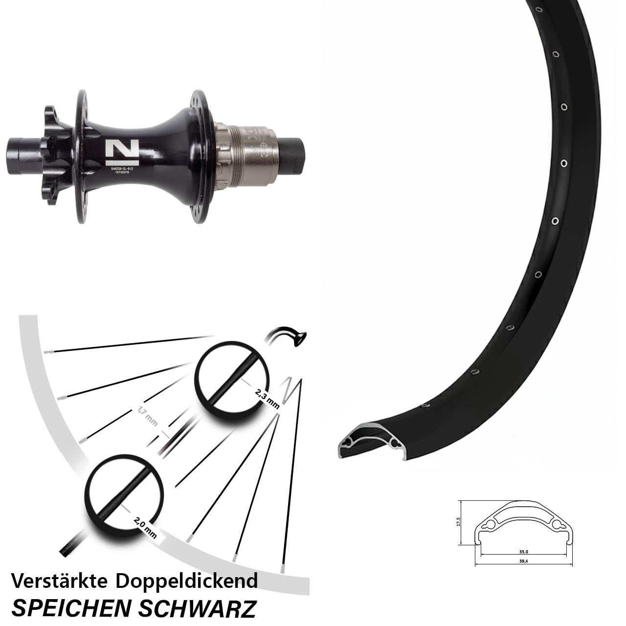 Hinterrad 6-Loch 29 Zoll Ryde Disc 35 Novatec D462SB XD 12x148