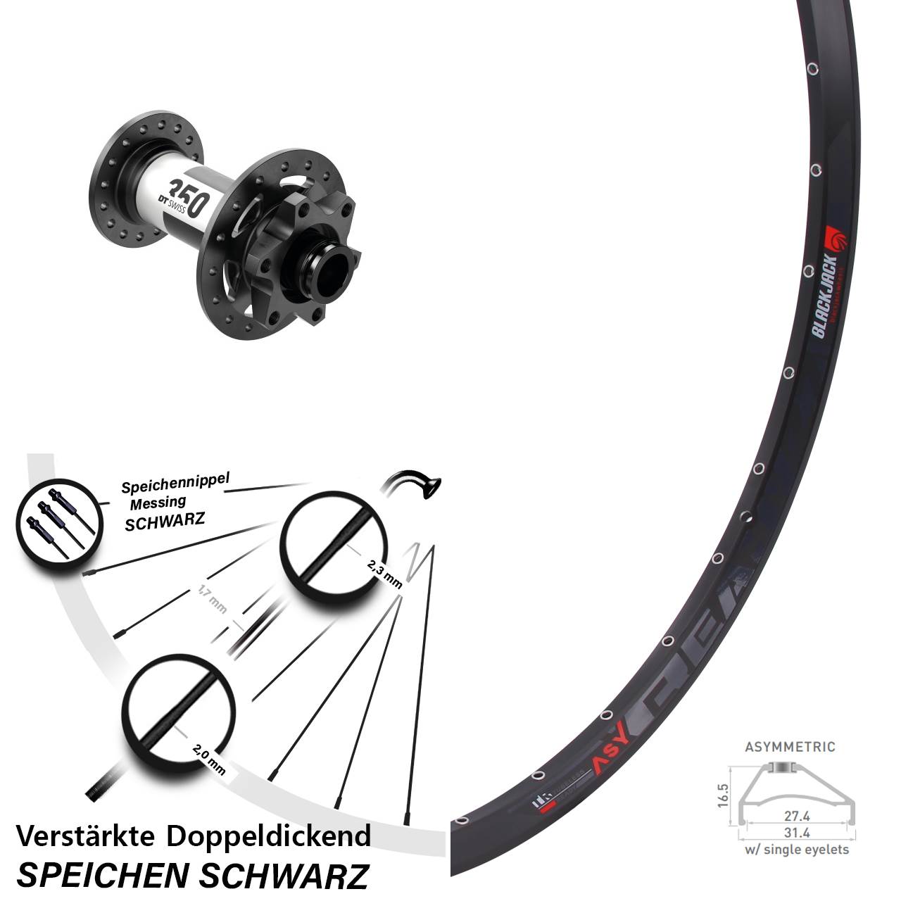 Disc Vorderrad 15x100 27,5 Zoll Rodi Ready 27 DT Swiss 350