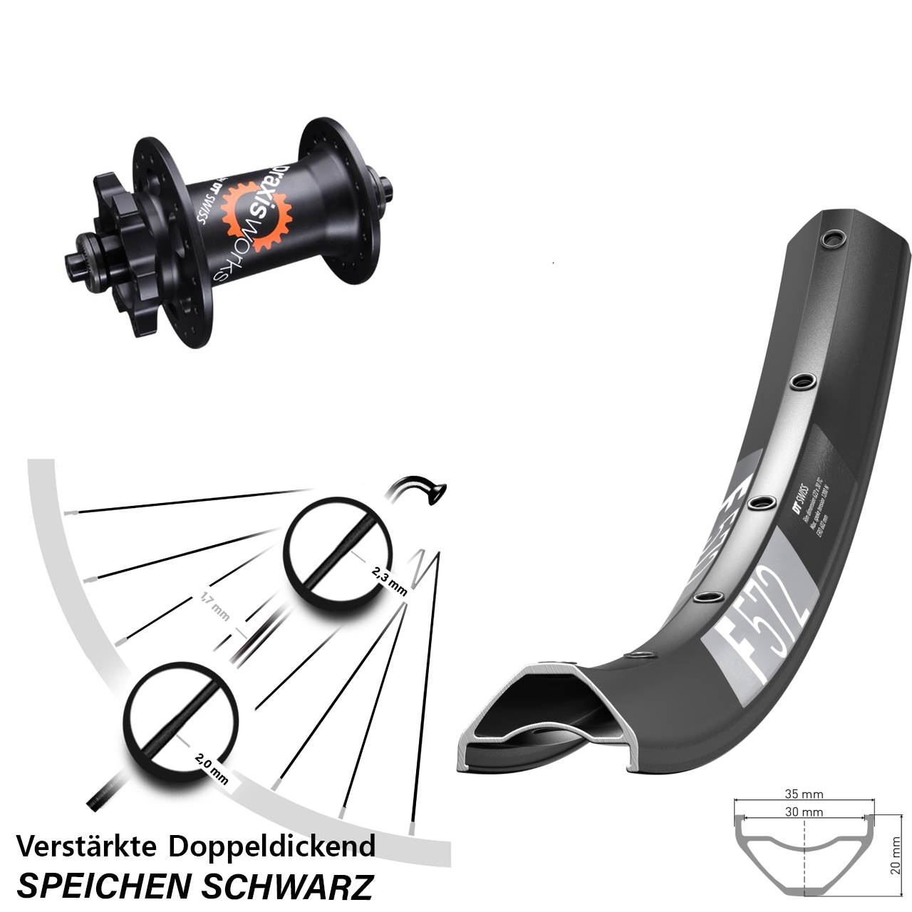Disc Laufrad 650B DT Swiss F572 DT Swiss 350 für Schnellspanner