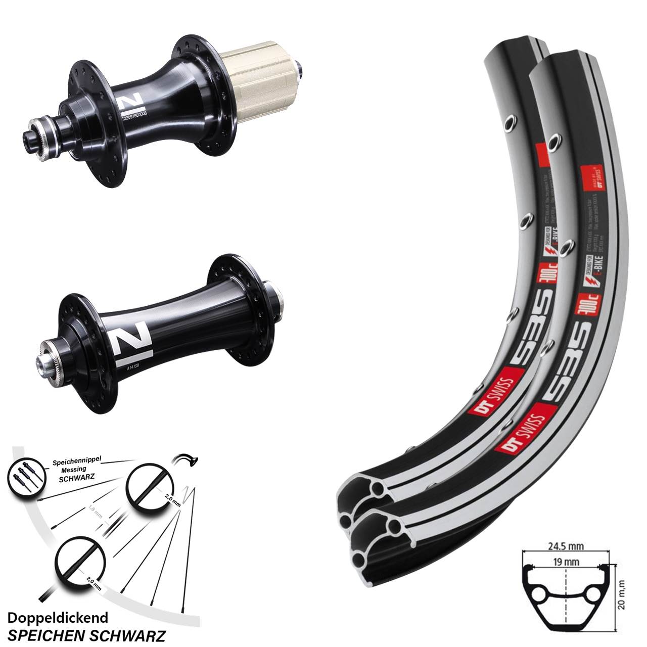 Laufradsatz für Schnellspanner 28 Zoll DT Swiss 535 Novatec A141 F162SB 8-12 fach HG