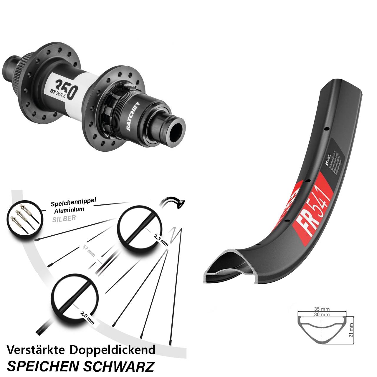 DT Swiss FR 541-350 29 Zoll Hinterrad 12x148 Boost SRAM XD