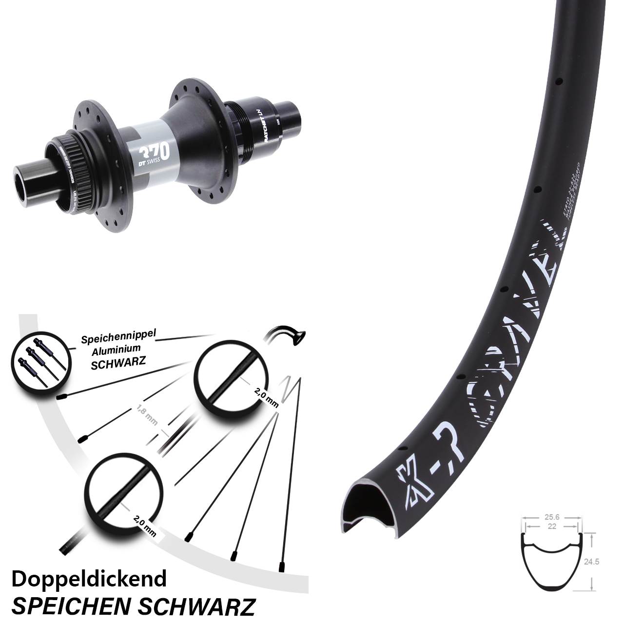 28-29 Zoll Hinterrad KX-R Gravel DT Swiss 370 SRAM XDR Centerlock 12x142