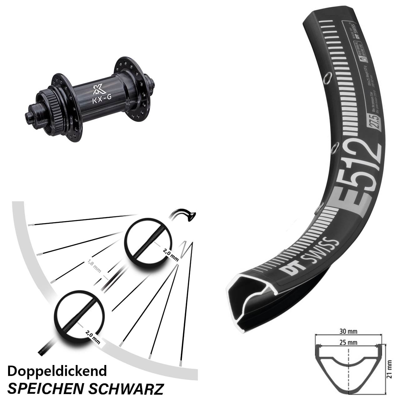 Vorderrad Centerlock 29 Zoll DT Swiss E 512 KX-G QR