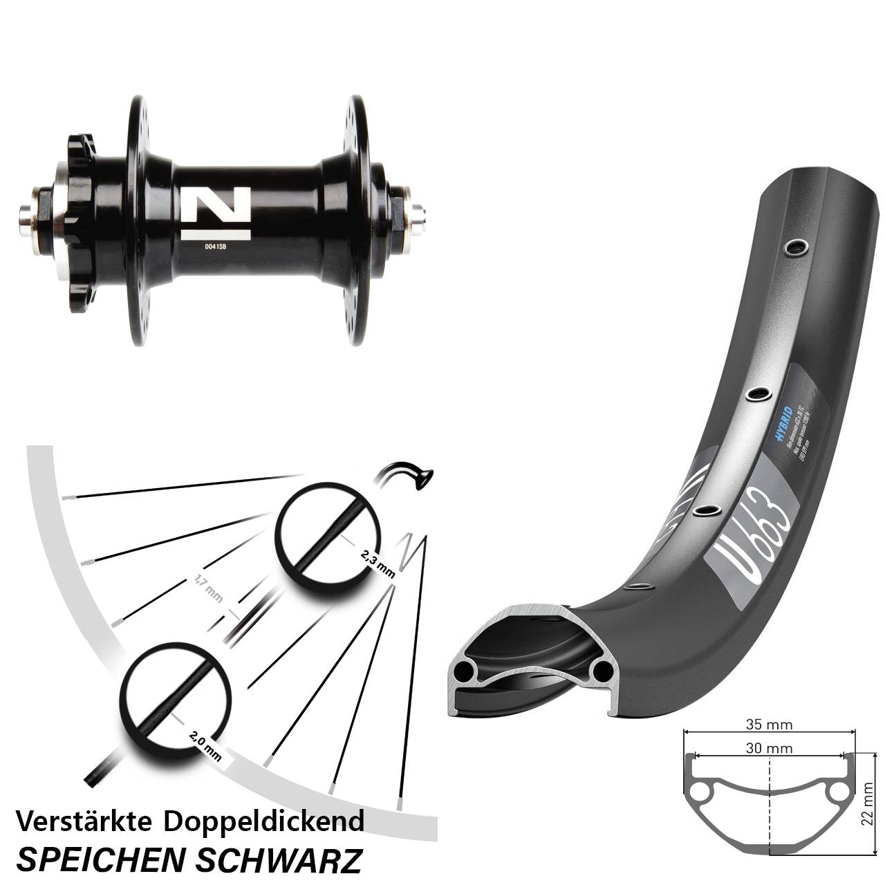 Disc 29 Zoll Vorderrad DT Swiss U 663 Novatec D041 für Schnellspanner