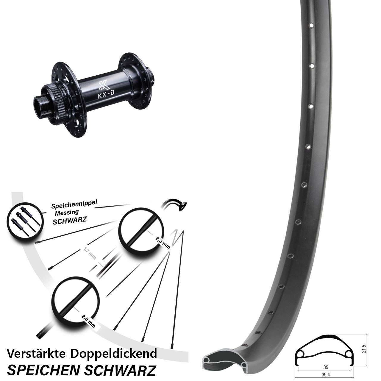 Ambrosio E35 KX-B 27,5 Zoll Disc Vorderrad 12x110 Boost