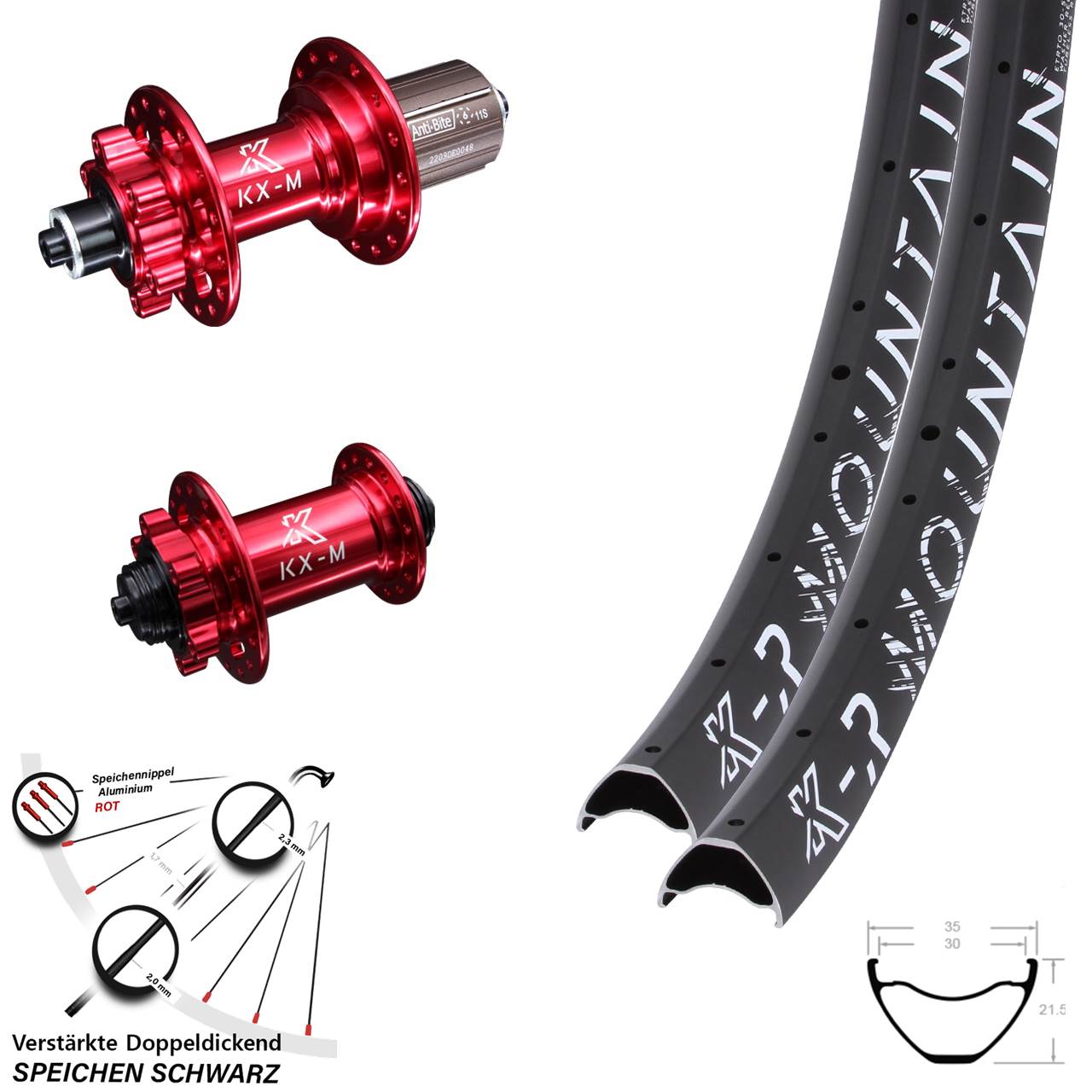 KX-R Mountain rot 29 Zoll Disc Laufradsatz QR 8-12 fach