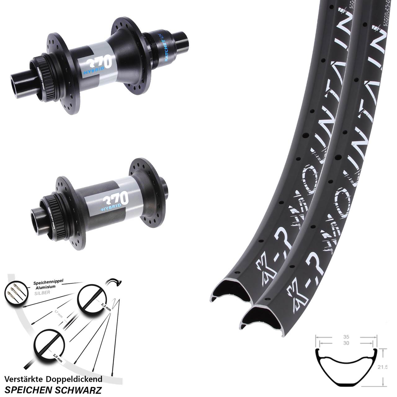 Laufradsatz Disc 27,5/29 Zoll KX-R Mountain DT Swiss 370 Hybrid XD Boost