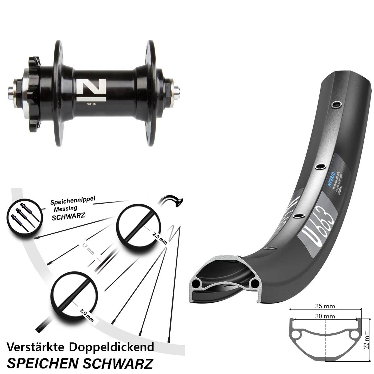 6-Loch 29 Zoll Vorderrad DT Swiss U 663 Novatec D-041 für Schnellspanner