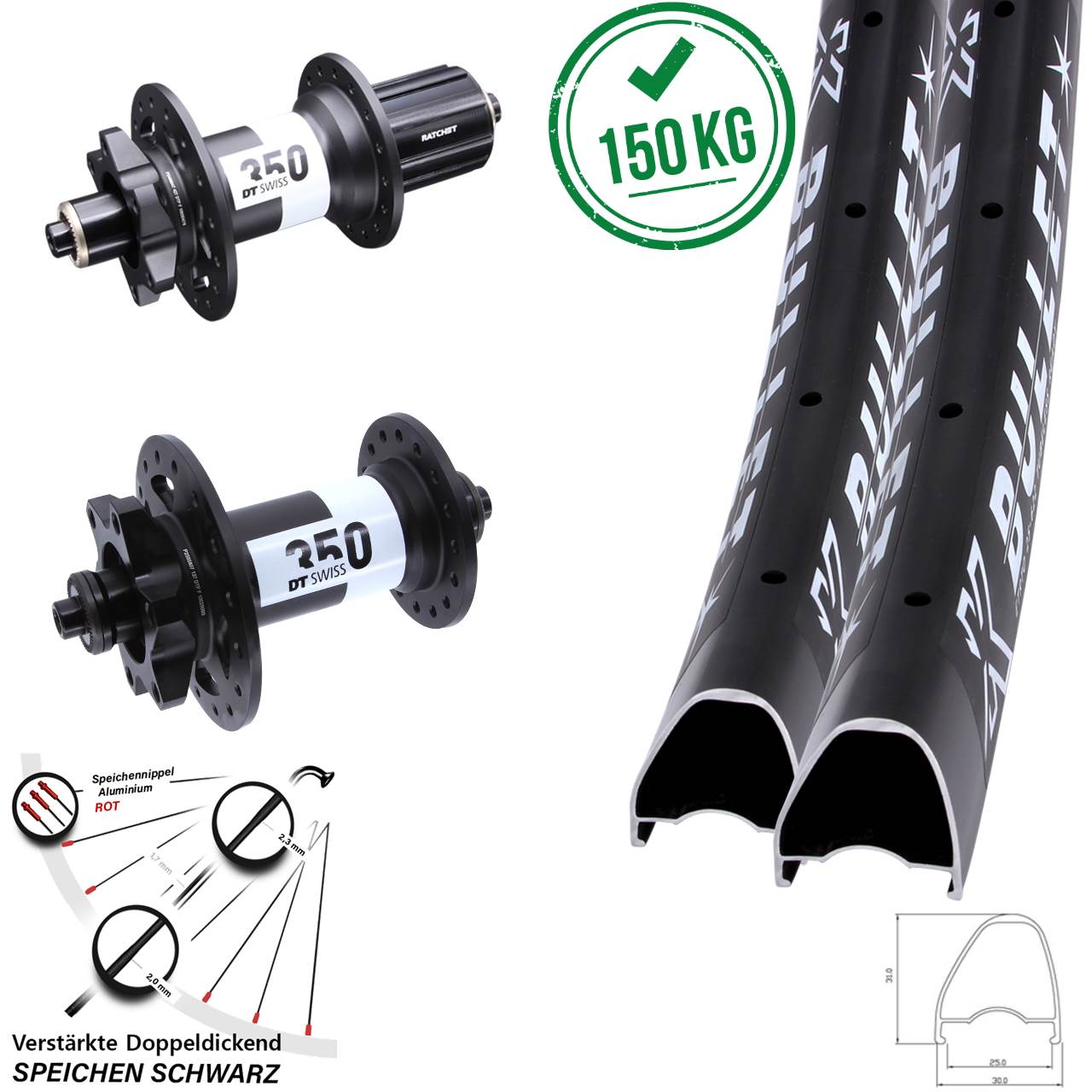 KX Bullet OS-350 DT Swiss 350 Ratchet 36 29 Zoll 6-Loch Laufradsatz QR 8-11 fach HG