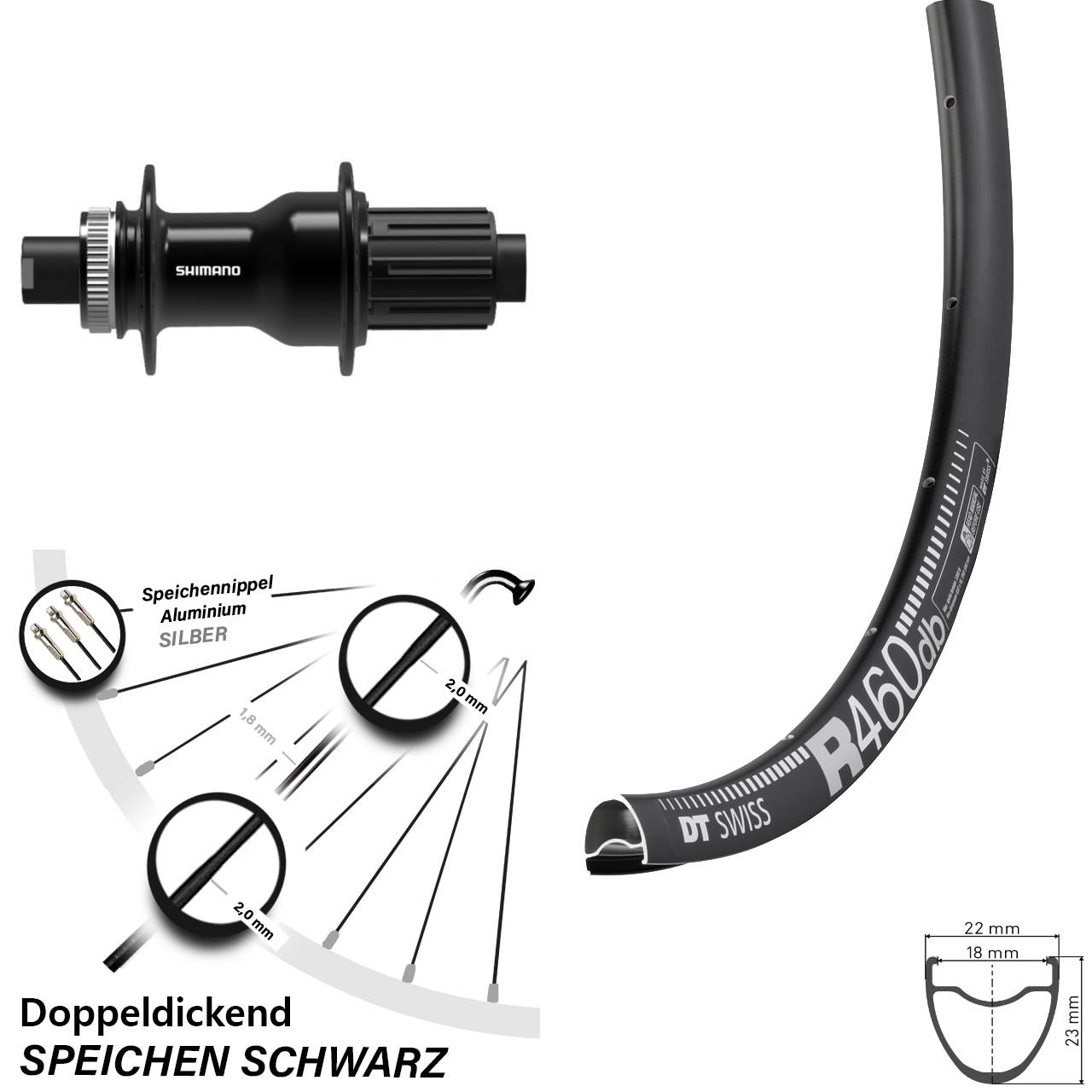Disc Laufrad 28 Zoll DT Swiss R 460 Shimano FH-TC500 11-12 fach HG 12x142