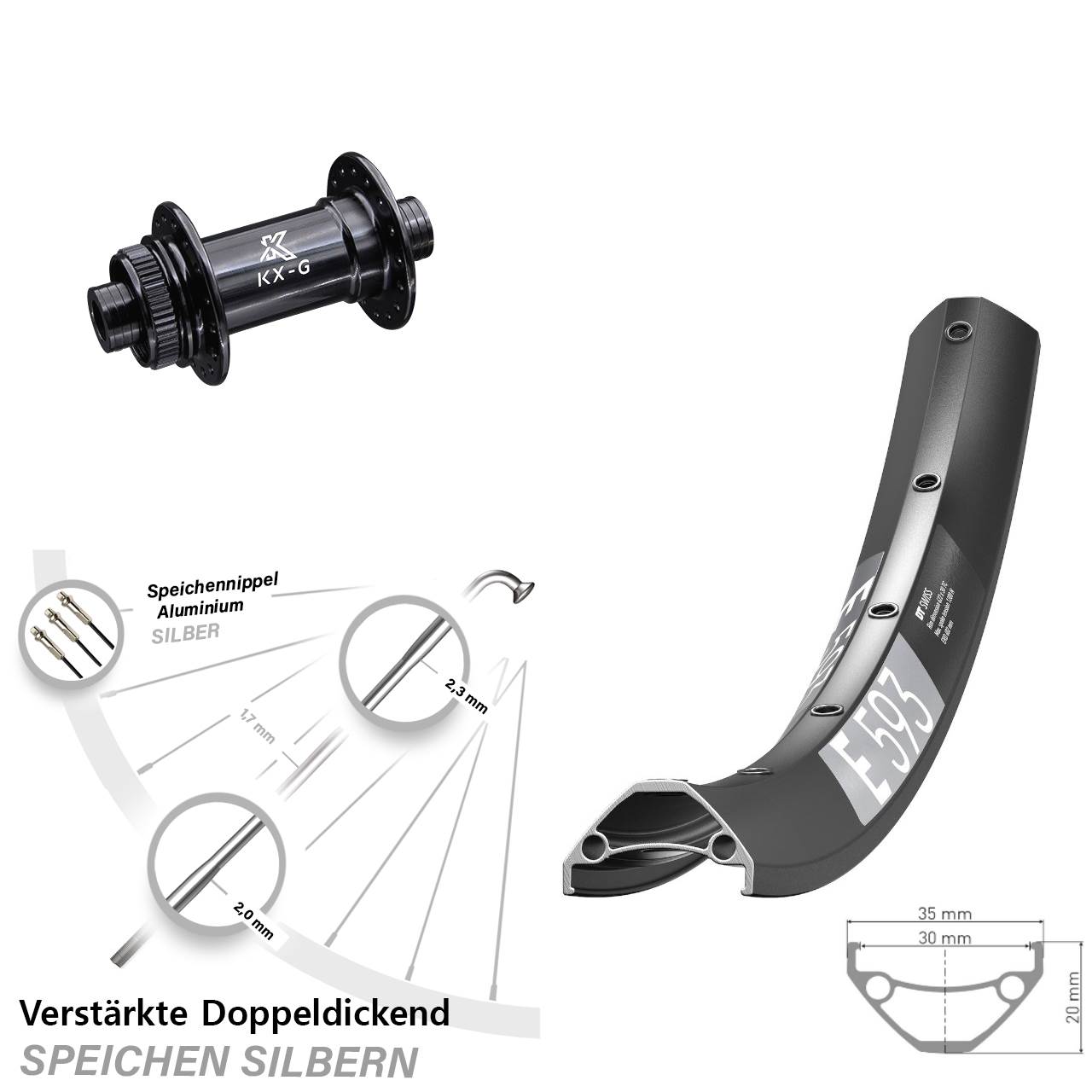Disc Vorderrad 29 Zoll DT Swiss E 593 KX-G 15x100