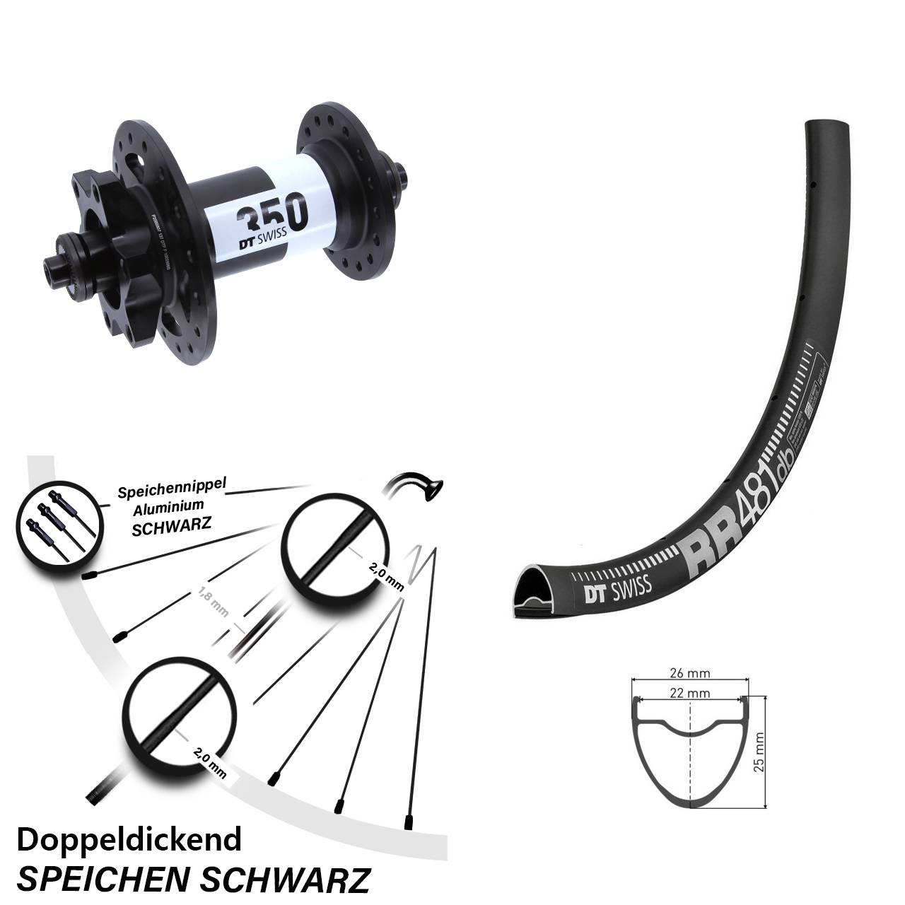 Disc Vorderrad QR 28 Zoll DT Swiss RR 481-350