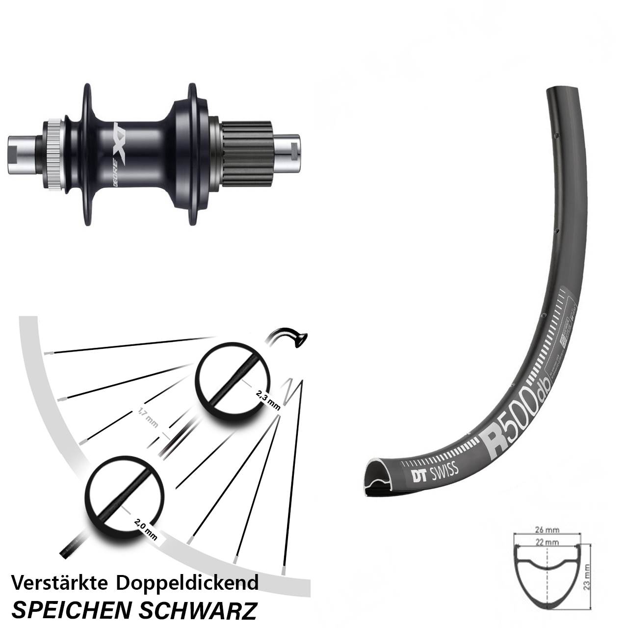 Centerlock Hinterrad 29 Zoll DT Swiss R500 Shimano FH-M8110 Micro Spline 12x142