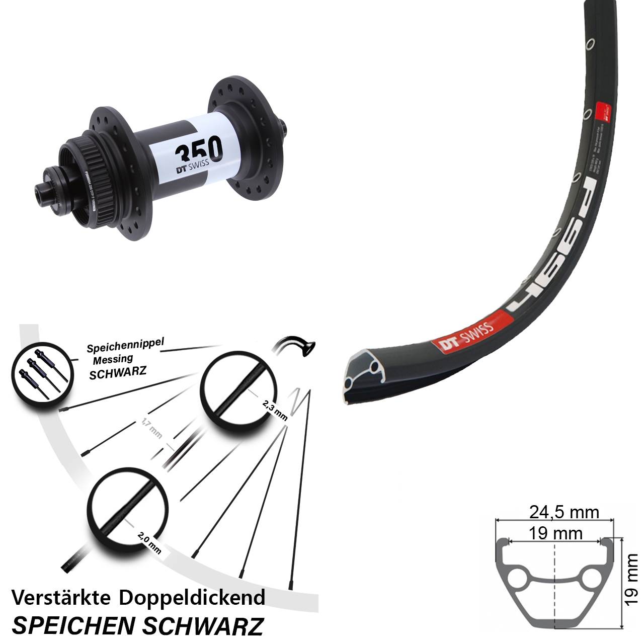 DT Swiss 466-350 28-29 Zoll Disc Vorderrad für Schnellspanner