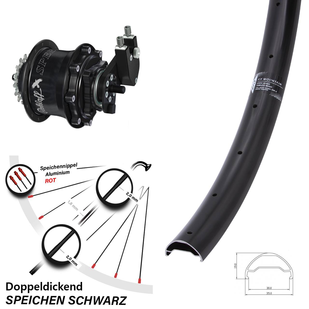 KX Mountain TR Rohloff Speedhub TS DB OEM Tandem 29 Zoll Disc Hinterrrad