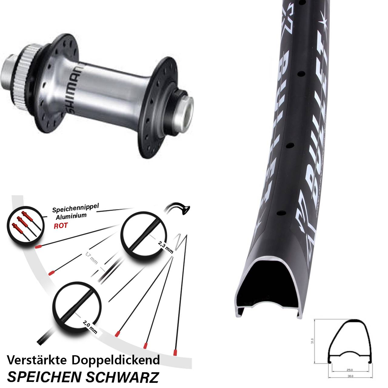 Disc Vorderrad 29 Zoll KX Bullet OS Shimano RS770 12x100