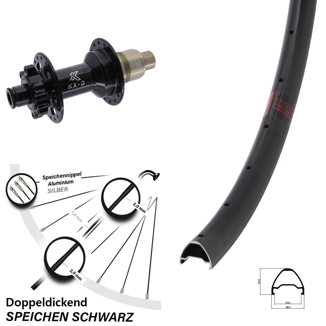 Hinterrad 6-Loch 650B KX Clue KX-B SRAM XD 12x148