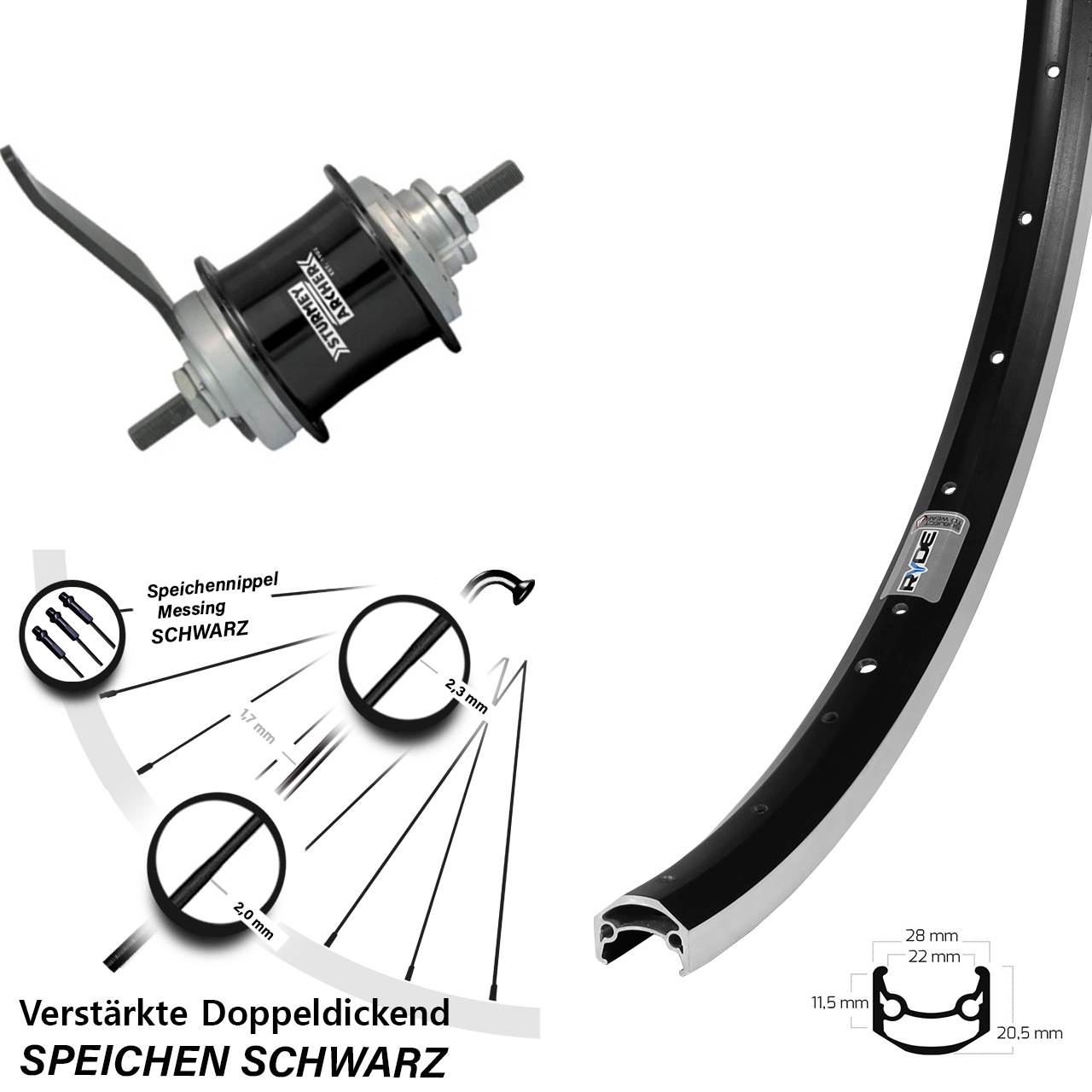 Ryde Andra 35 Sturmey Archer Duomatic Kickshift 27,5 Zoll Hinterrad