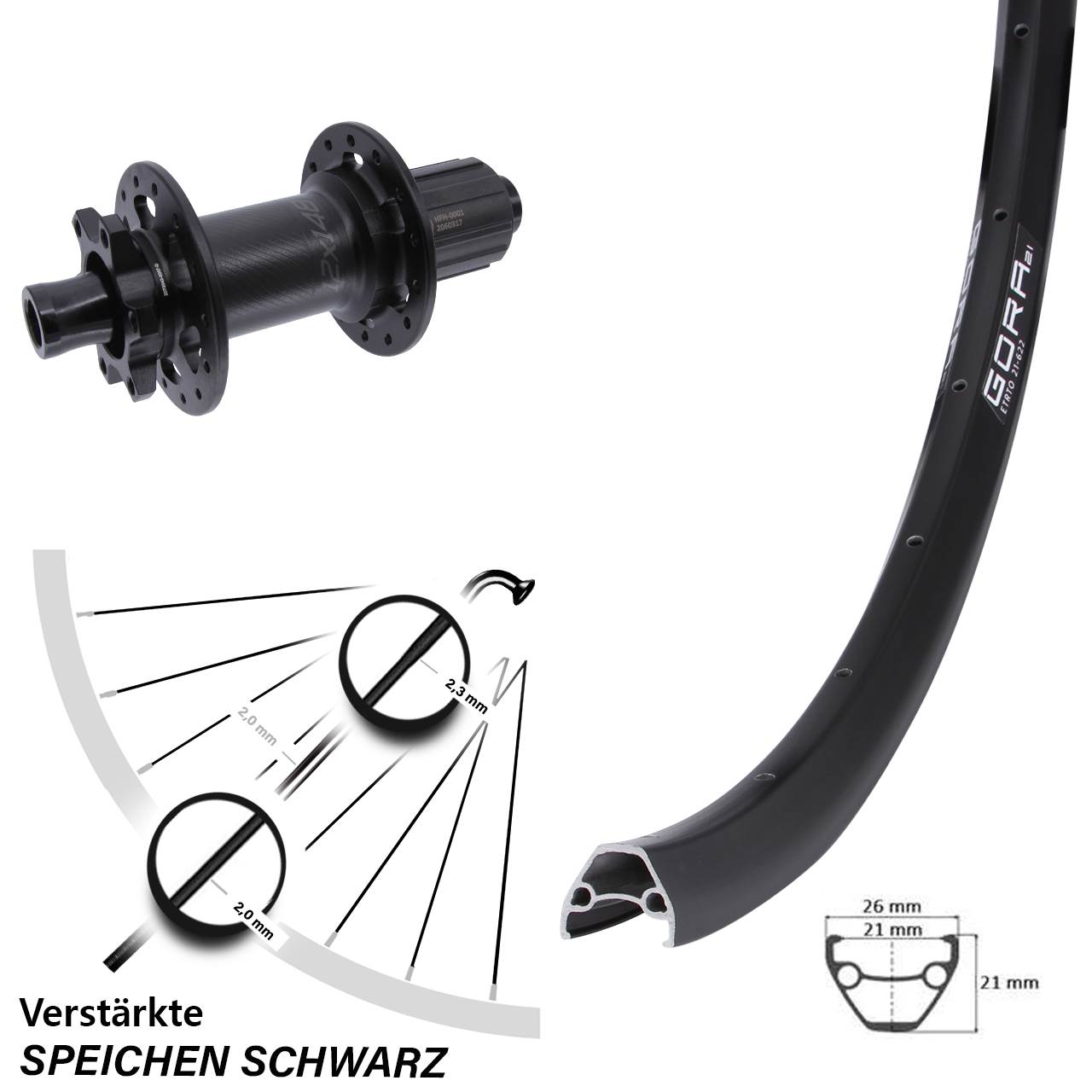 Gora 21 Bear Pawls 28-29 Zoll Disc Hinterrad 12x148 Boost 8-11 fach