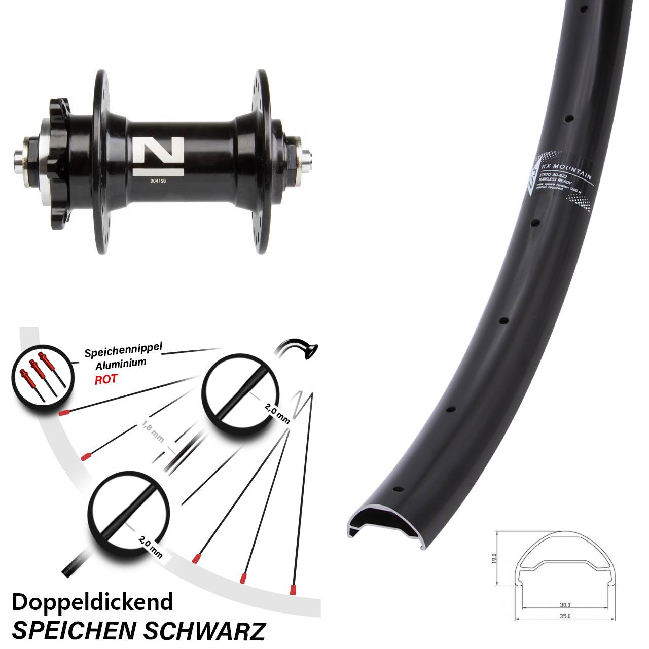 Disc Laufrad 29 Zoll KX Mountain Novatec D-041 QR