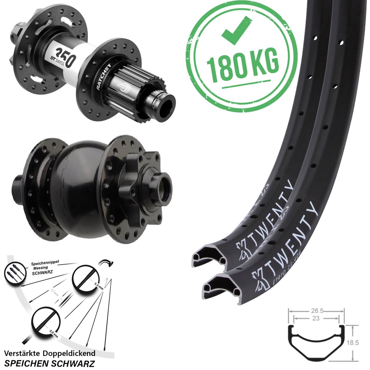 Boost Disc Laufradsatz 15x110 12x148 20 Zoll KX Twenty DT Swiss 350 SON 28 Micro Spline