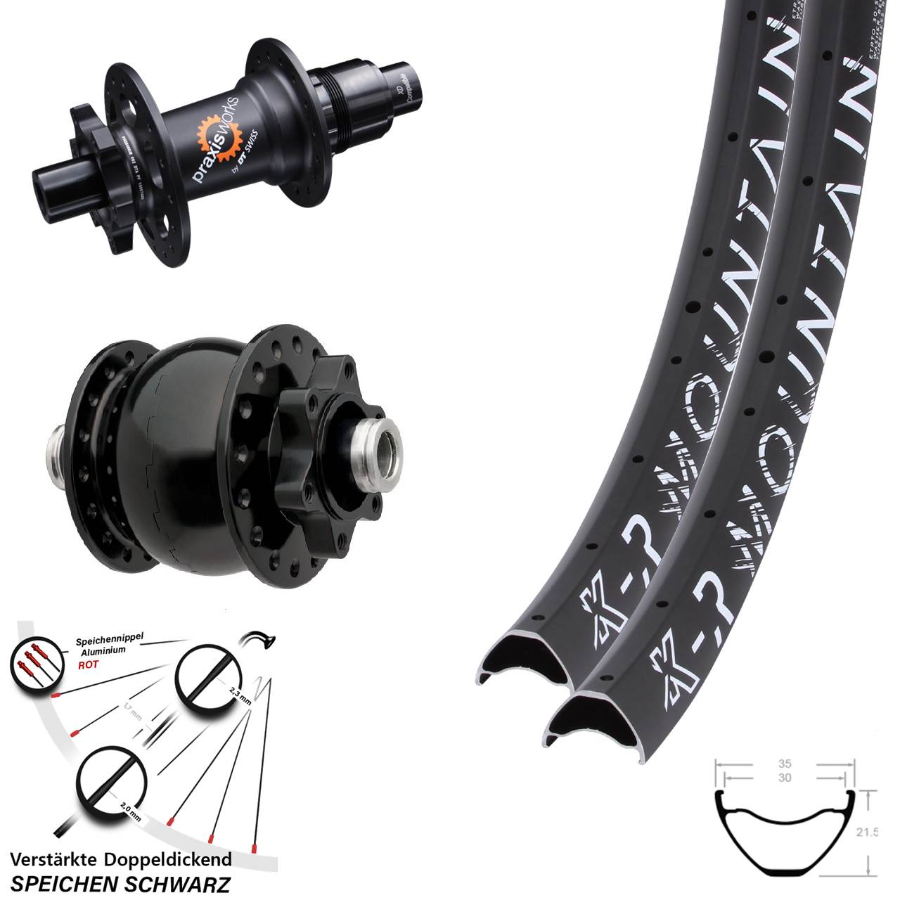 KX-R Mountain DT Swiss 350 Ratchet 36 SON 28 29 Zoll 6-Loch Laufradsatz 12x100/142 XD