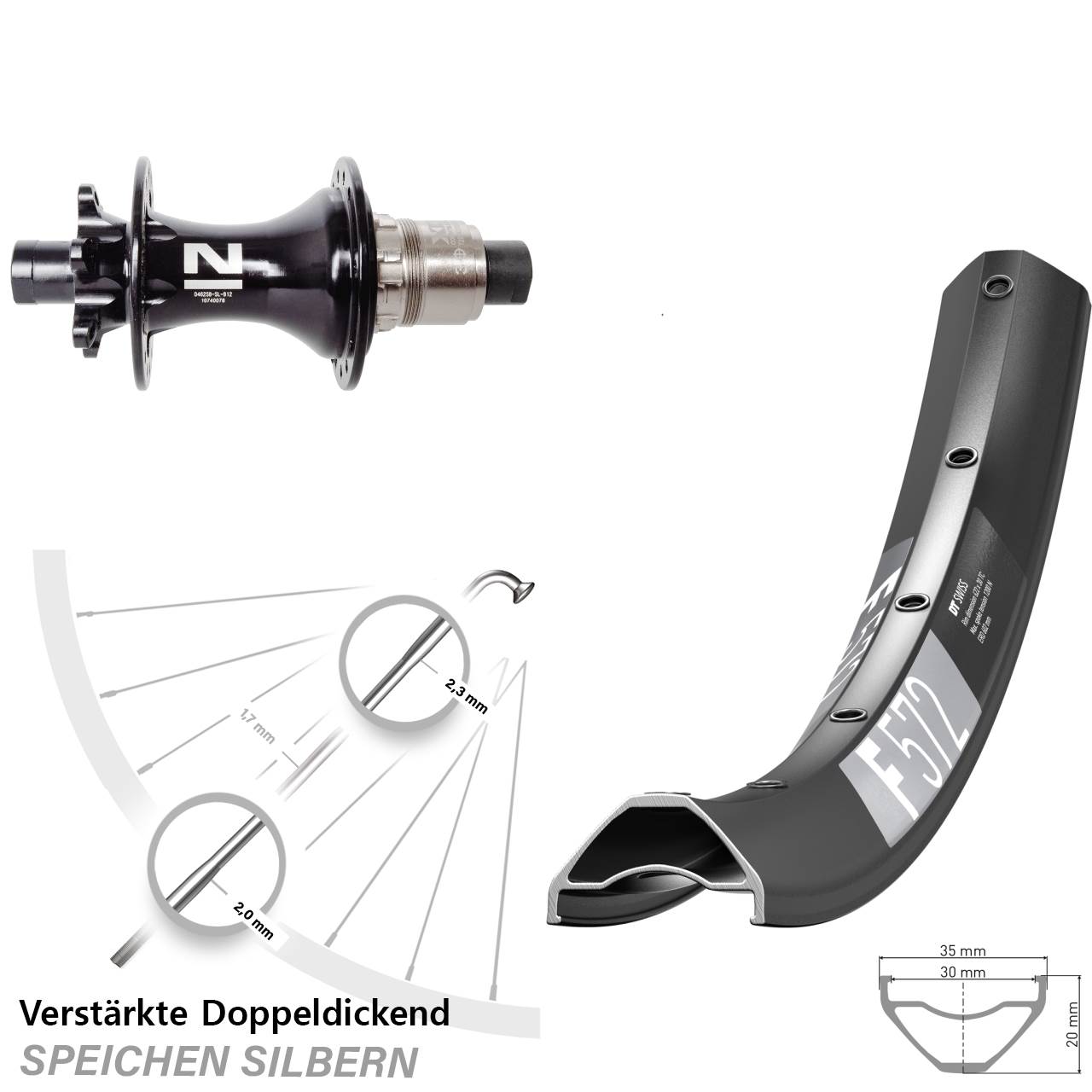 DT Swiss F 572 Novatec D462 29 Zoll 6-Loch Hinterrad 12x148 SRAM XD