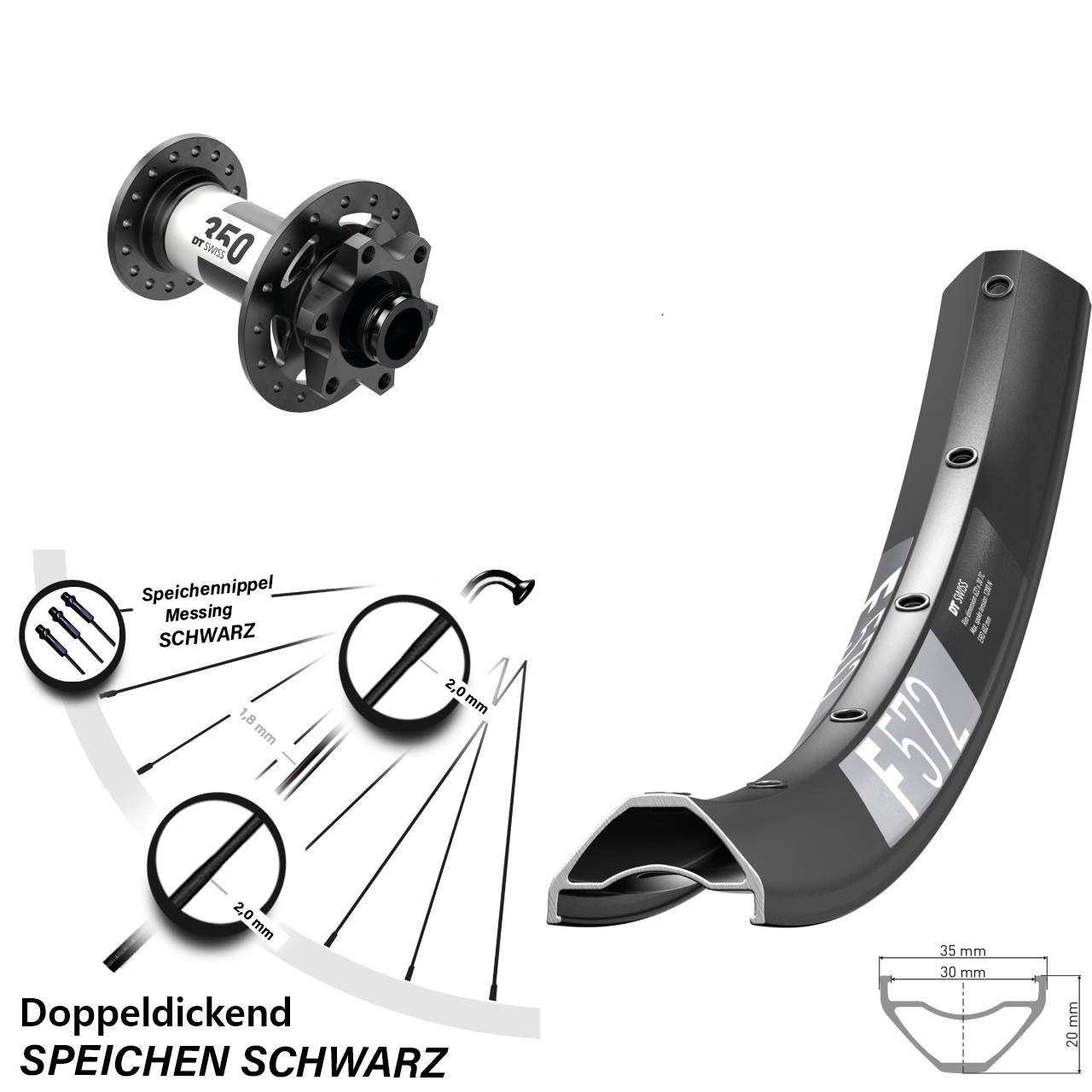 DT Swiss F 572-350 27,5 Zoll Vorderrad 6-Loch 15x100