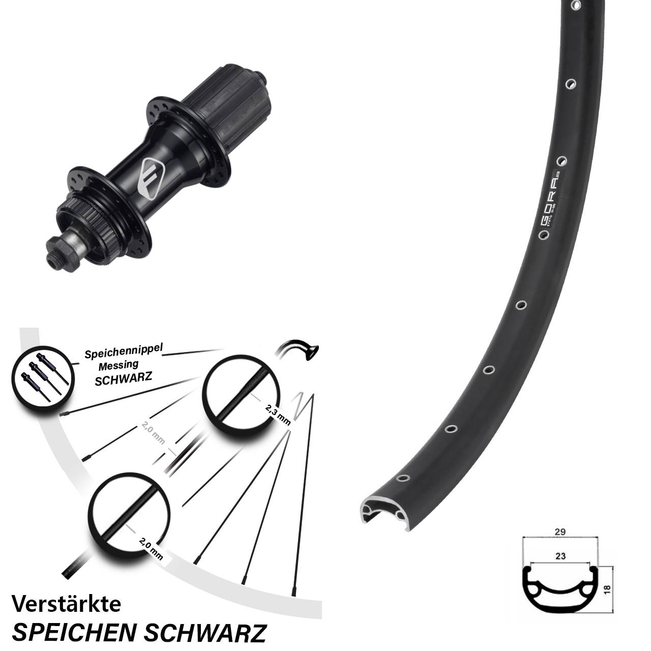 Centerlock Hinterrad für Schnellspanner 26 Zoll Gora 23 Formula CL-52 8-11 fach
