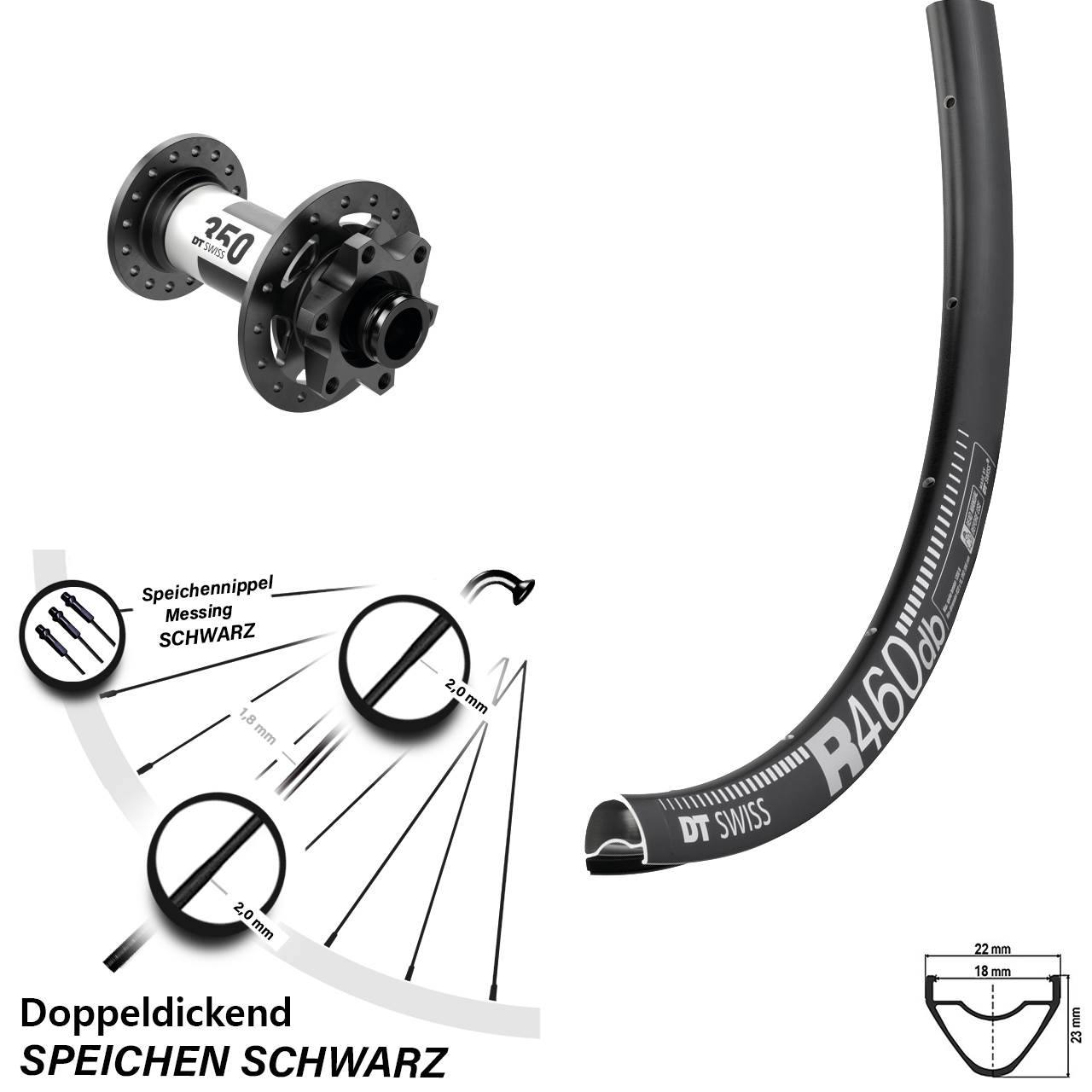 28 Zoll Vorderrad DT Swiss 350 Steckachse 460 Felge