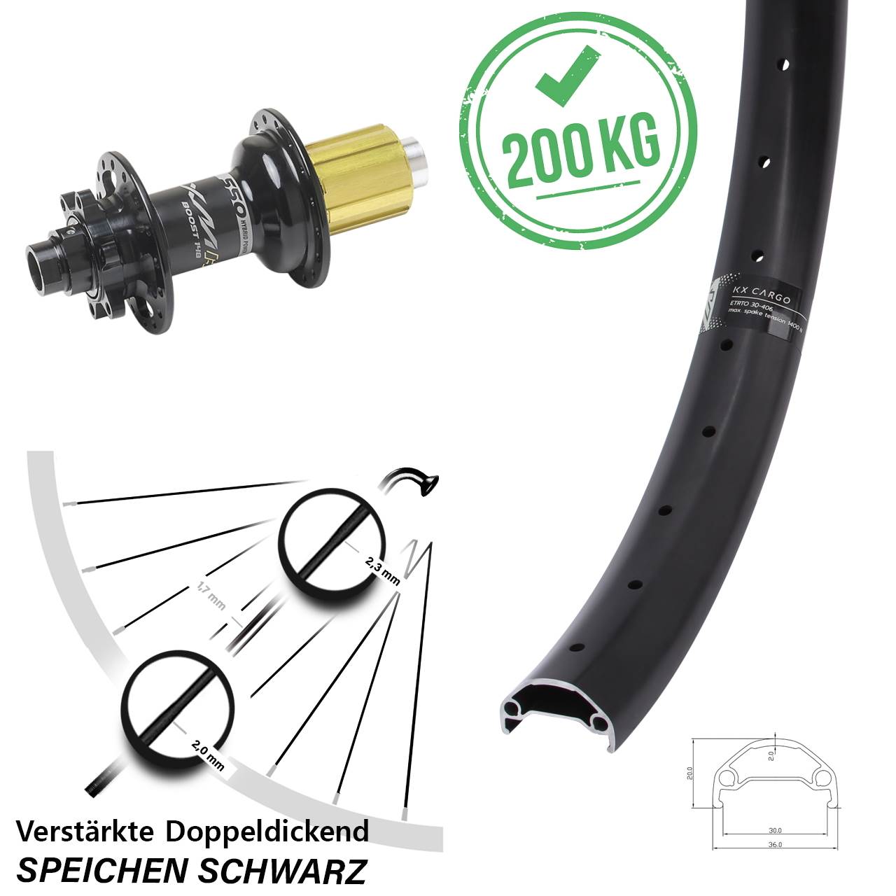 KX Cargo Miche XMH 550 29 Zoll Disc Hinterrad 12x148 8-11 fach HG