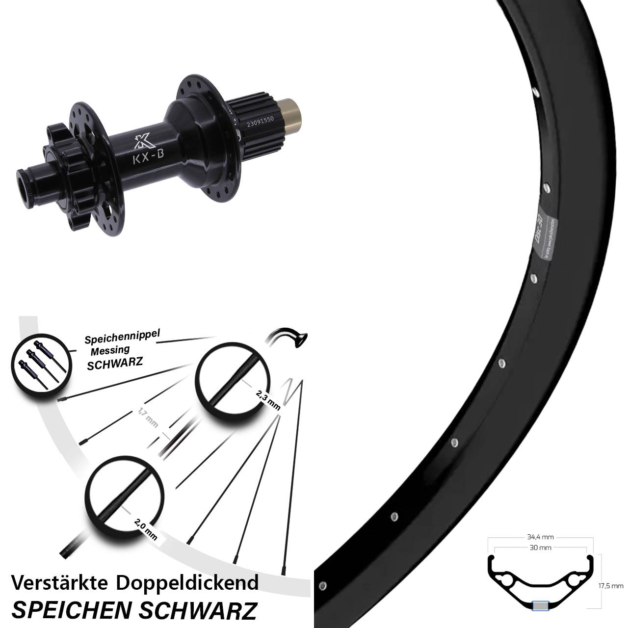 Hinterrad 6-Loch 12x148 29 Zoll Ryde Disc 30 KX-B Shimano Micro Spline