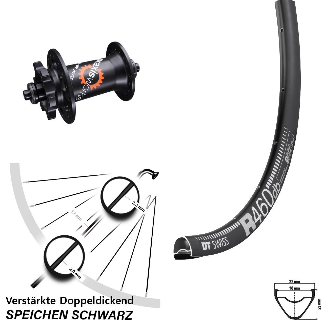 DT Swiss R 460-350 28 Zoll Disc Laufrad QR
