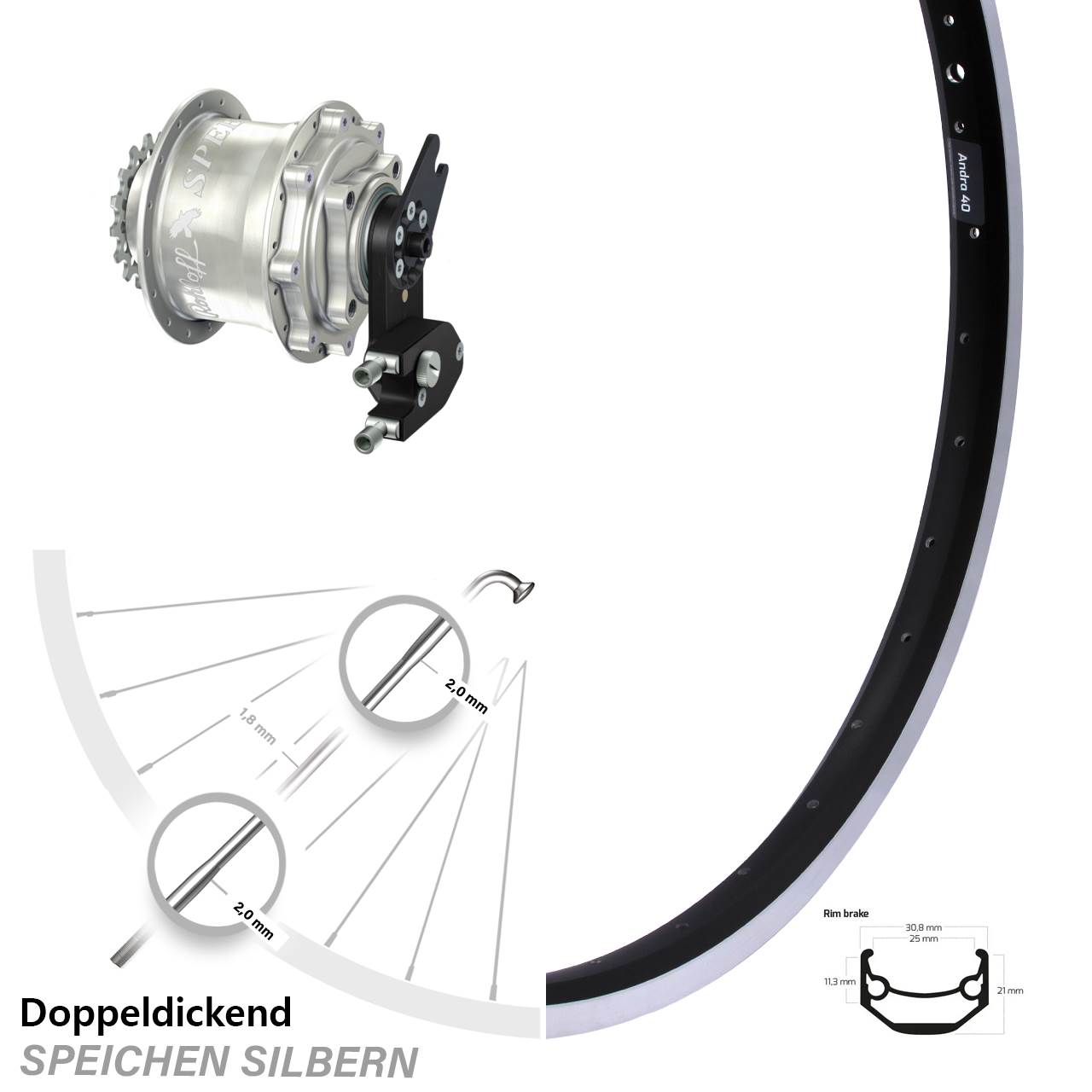 20 Zoll Hinterrad Rohloff Speedhub 500/14 CC OEM2 Andra 40