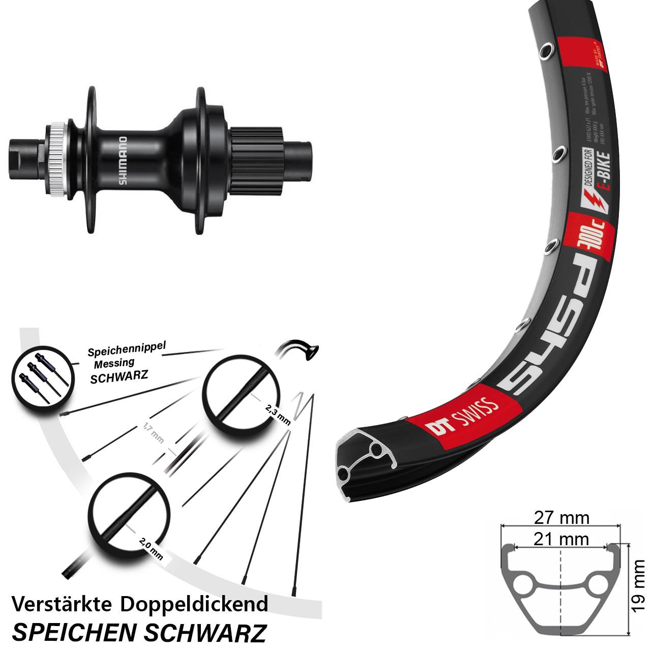 DT Swiss 545 Shimano FH-MT510 28 Zoll Disc Hinterrad 12x142 Micro Spline