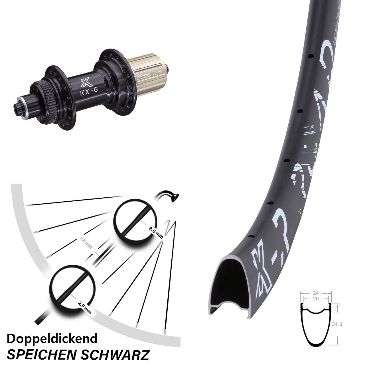 28 Zoll Hinterrad R Road KX-G 8-12 fach
