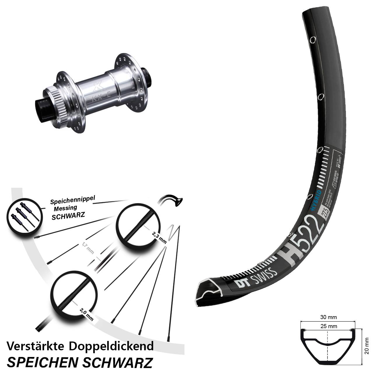 Disc Vorderrad 29 Zoll DT Swiss H 522 KX-E 15x100