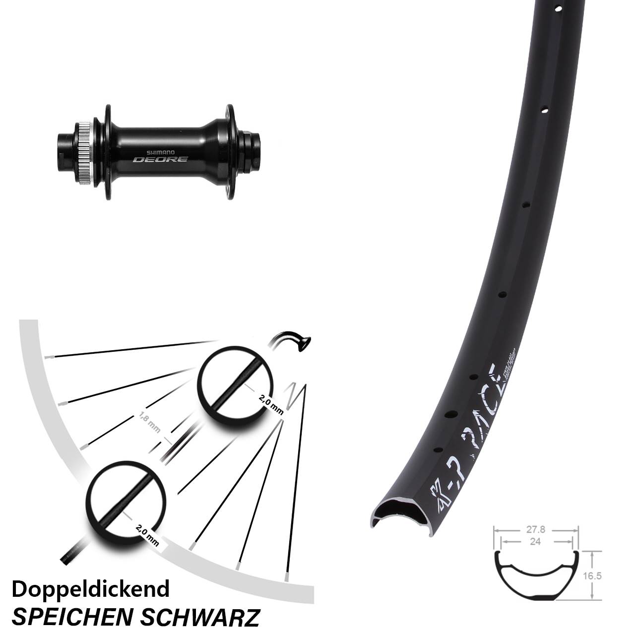 Centerlock Vorderrad 28 Zoll KX-R Race Shimano Deore 15x110 Boost