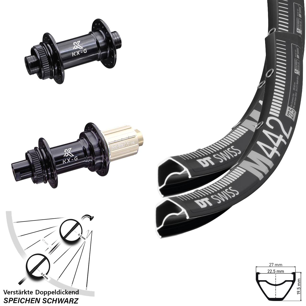 DT Swiss M 442 KX-G 29 Zoll Centerlock Laufradsatz 15x100 12x142 8-12 fach