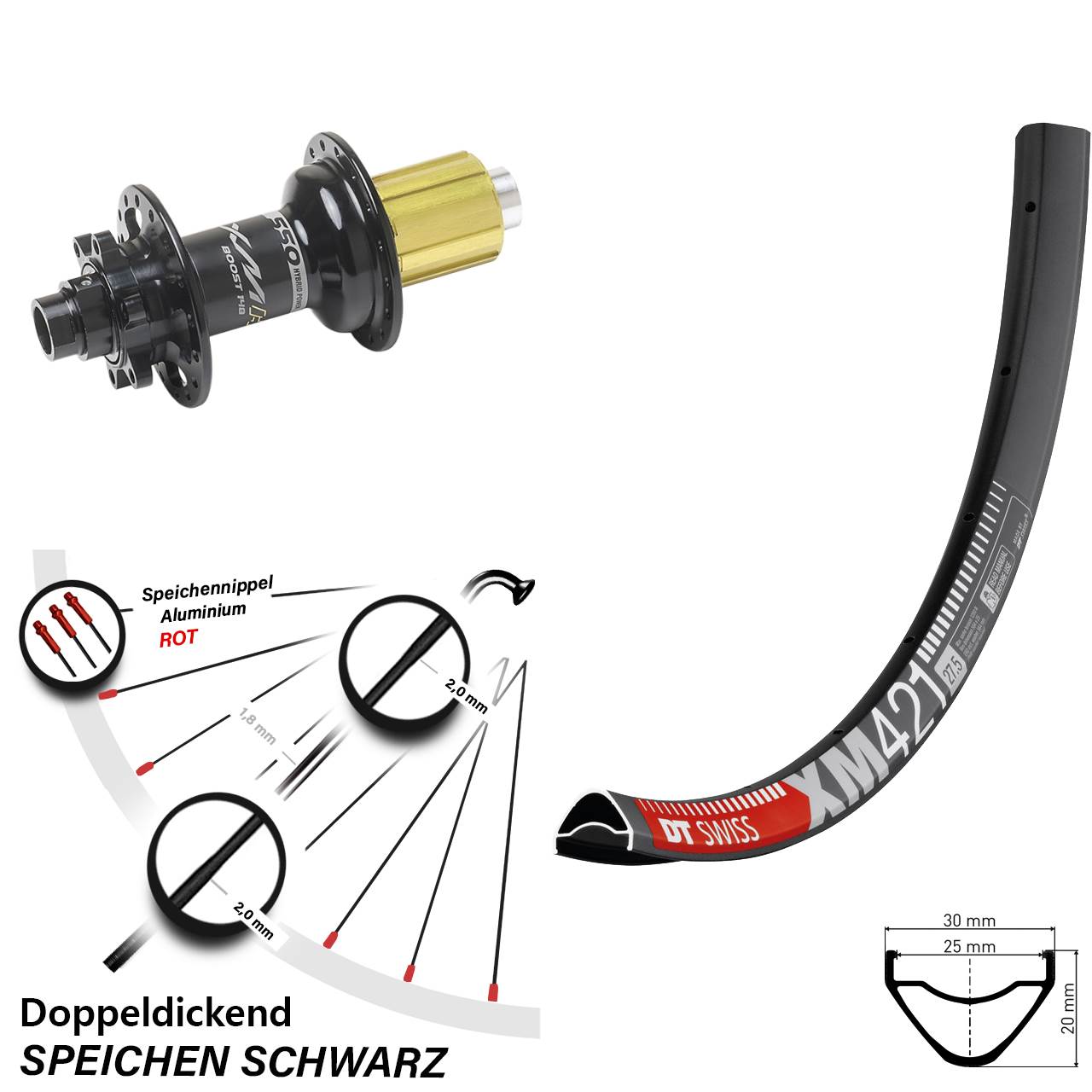 Boost Disc Laufrad 12x148 650B DT Swiss XM 421 Miche XMH 550 8-11 fach