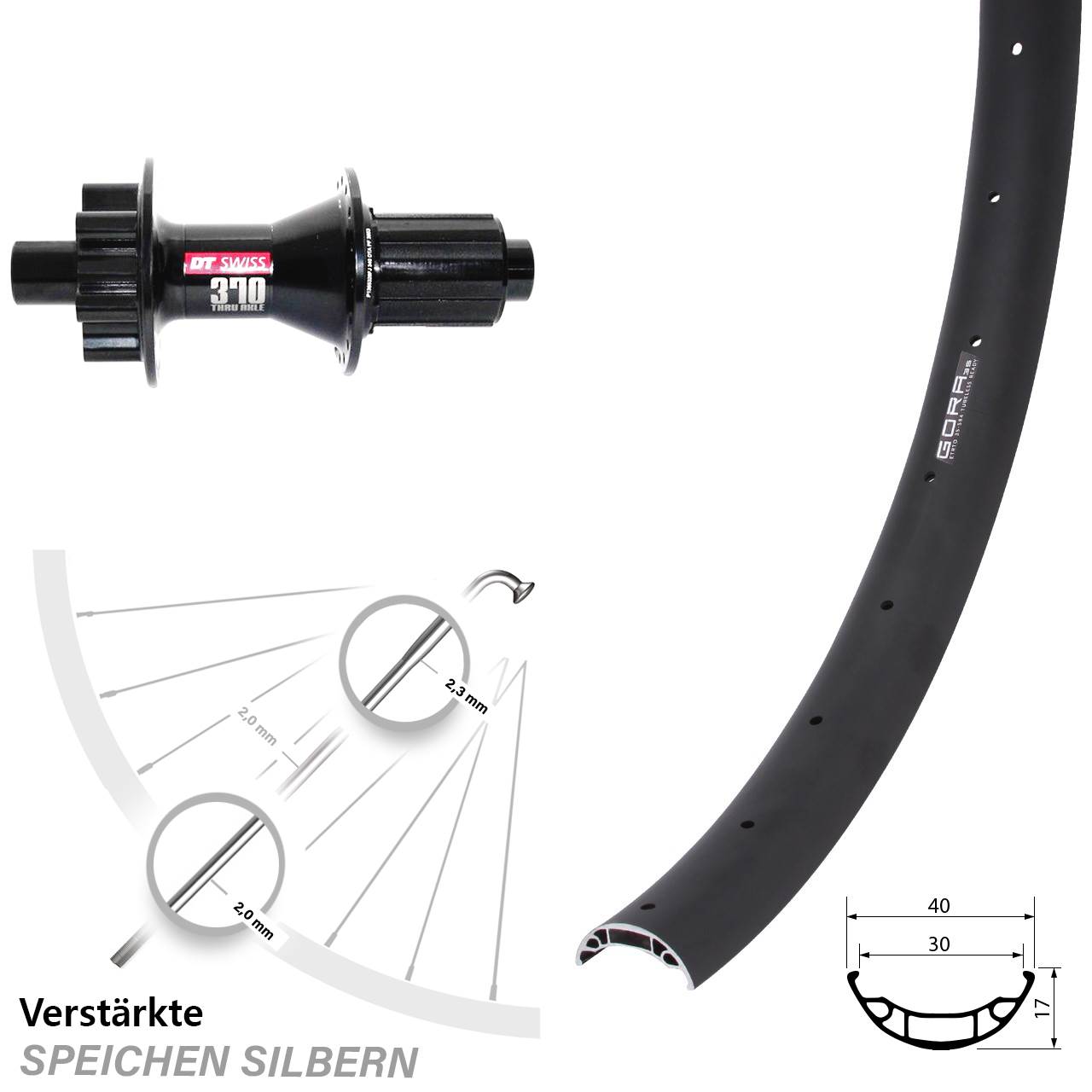 27,5 Zoll Gora 35 DT Swiss 370 Disc Laufrad 12x142 8-11 fach