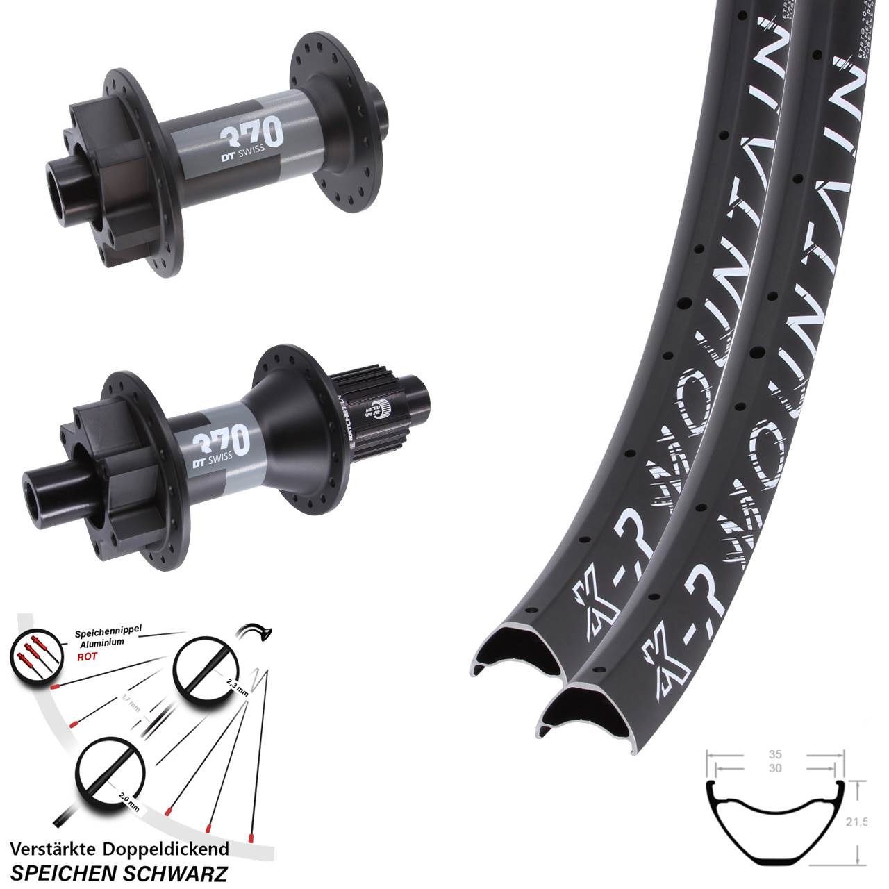 6-Loch Laufradsatz Boost 28/29 Zoll KX-R Mountain DT Swiss 370 Micro Spline