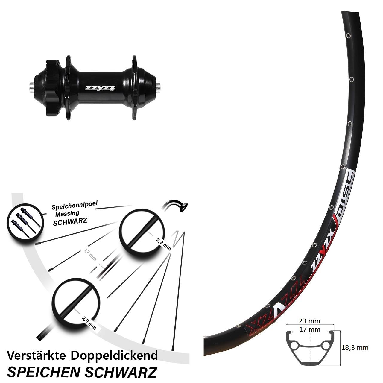 26 Zoll Mach1 Formula Vorderrad 6-Loch QR