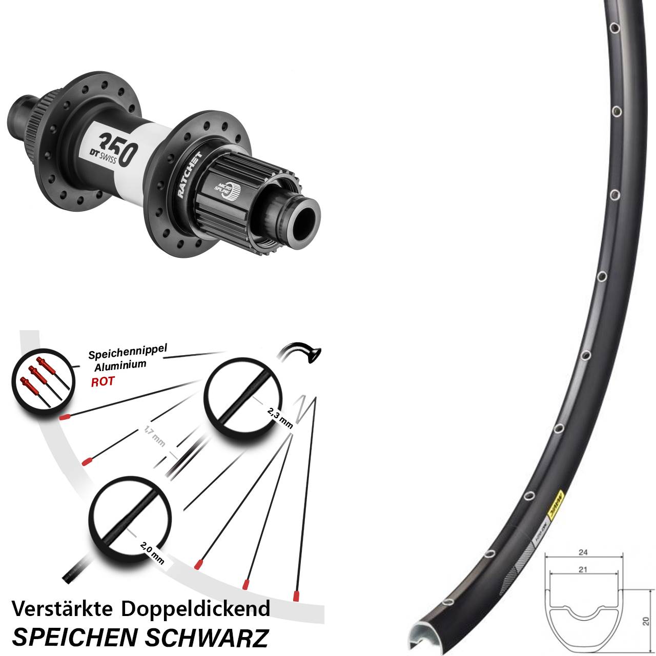 Hinterrad 29 Zoll Mavic XC621 DT Swiss 350 Centerlock 12x142 Micro Spline