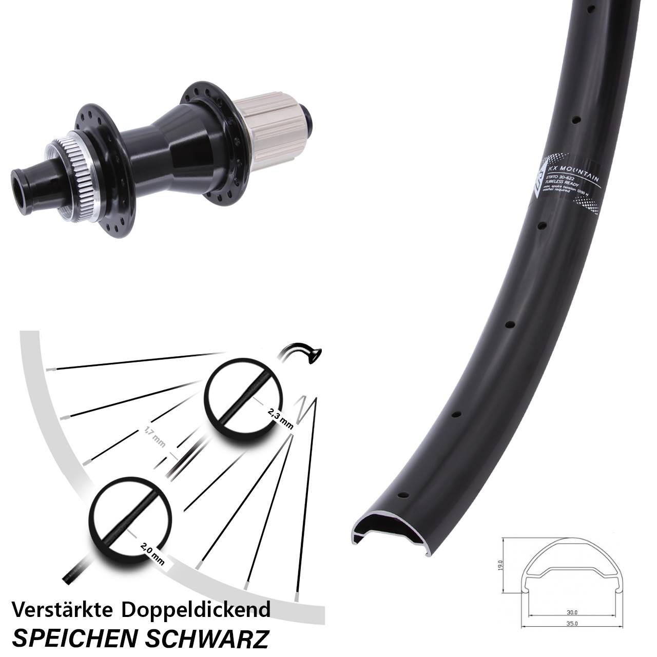 Hinterrad Centerlock 12x142 29 Zoll KX Mountain TR Novatec CL142 8-12 fach HG