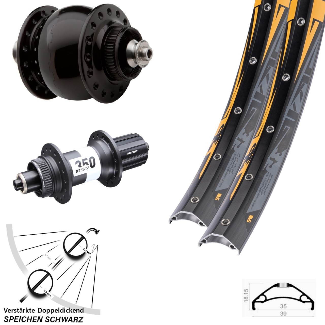 Rodi TRYP 35 DT Swiss 350 SON delux 27,5 Zoll Centerlock Laufradsatz QR 8-11 fach HG