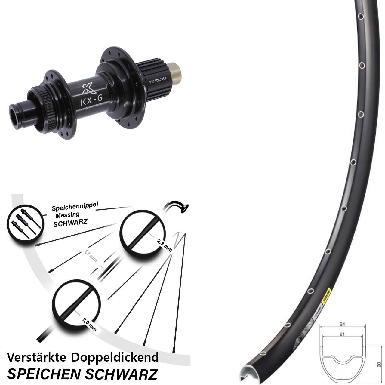 Hinterrad 29 Zoll Mavic XC621 KX-G Centerlock Micro Spline schwarz 12x142