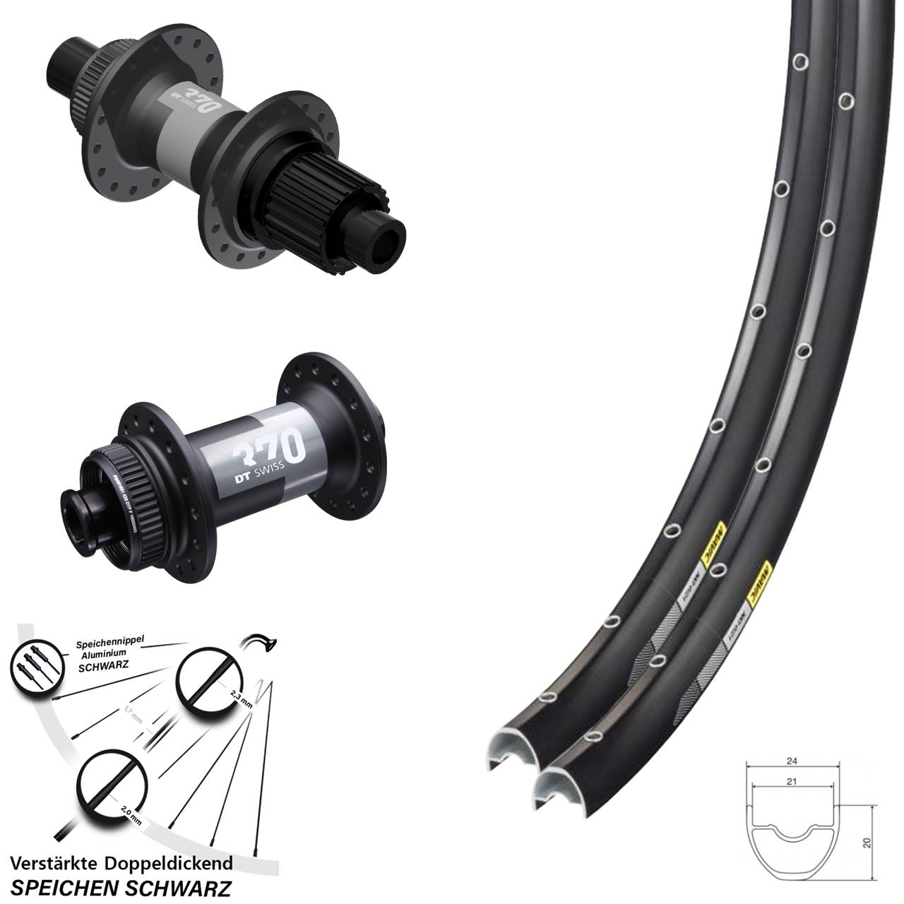 Mavic XC621 DT Swiss 370 29 Zoll Disc Laufrad-Satz 15x100 12x142 Micro Spline