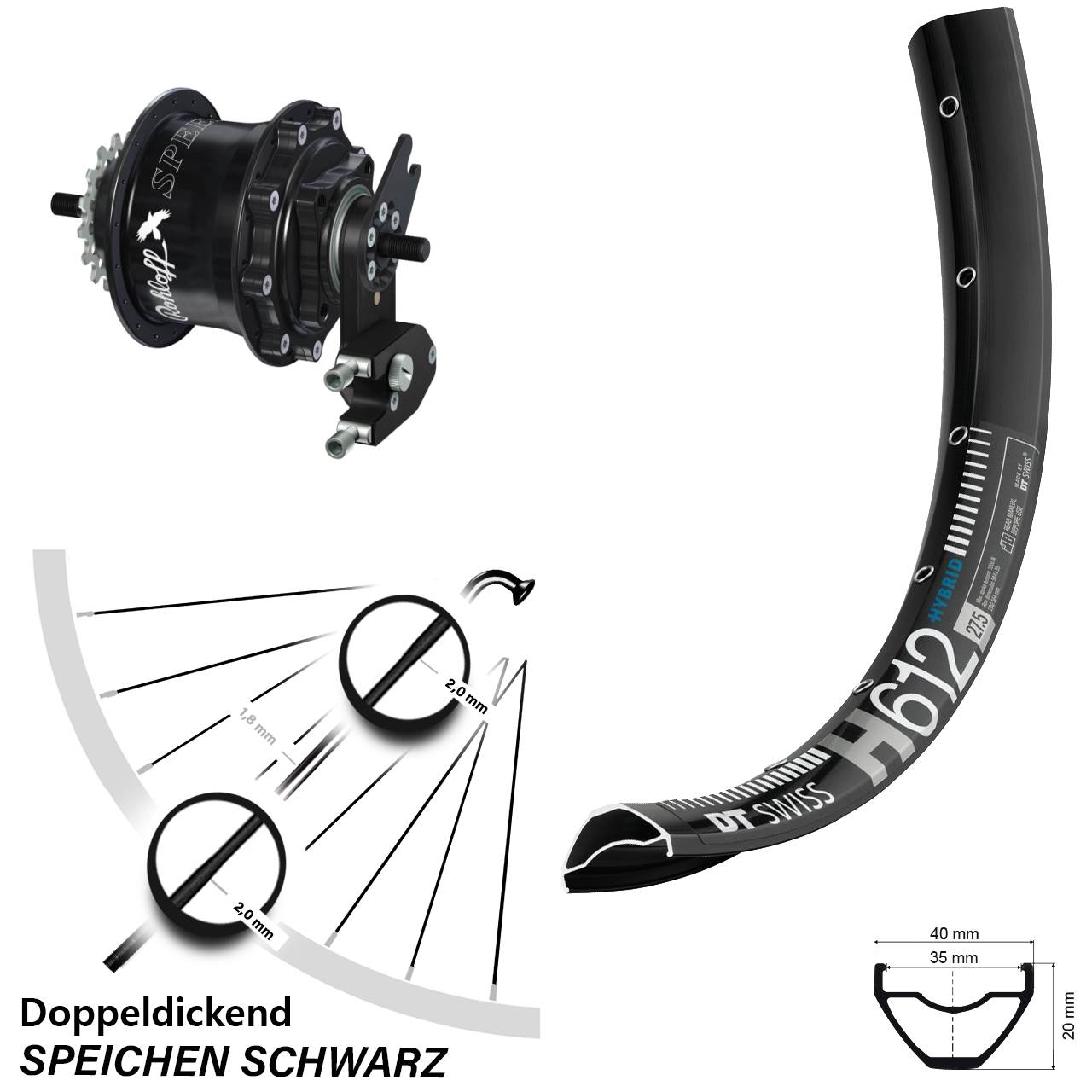 27,5 Zoll DT Swiss H 612 Rohloff Speedhub 500/14 TS DB OEM2