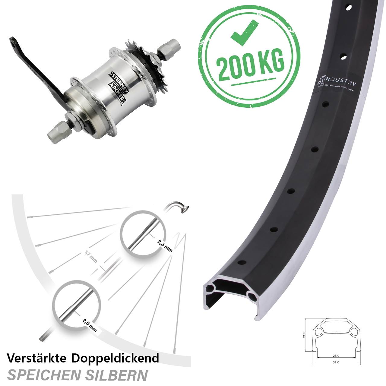 20 Zoll Hinterrad KX Industry Sturmey Archer S1C Rücktritt